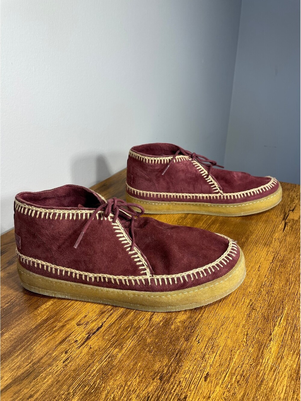Laidback London Burgundy Suede Shenje Chukka Moccasin Boots